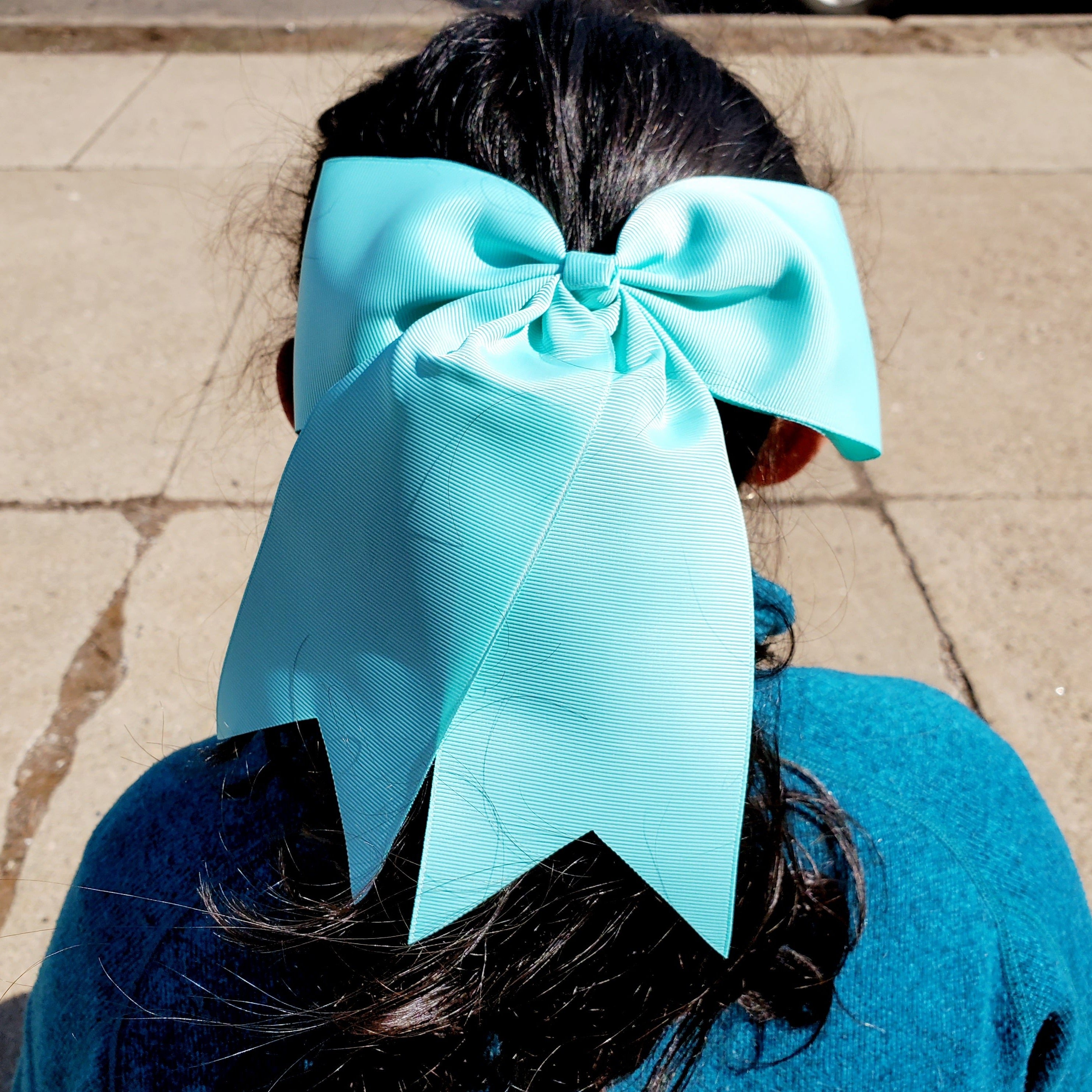Cheer Aquamarine Bow for Girls 7"