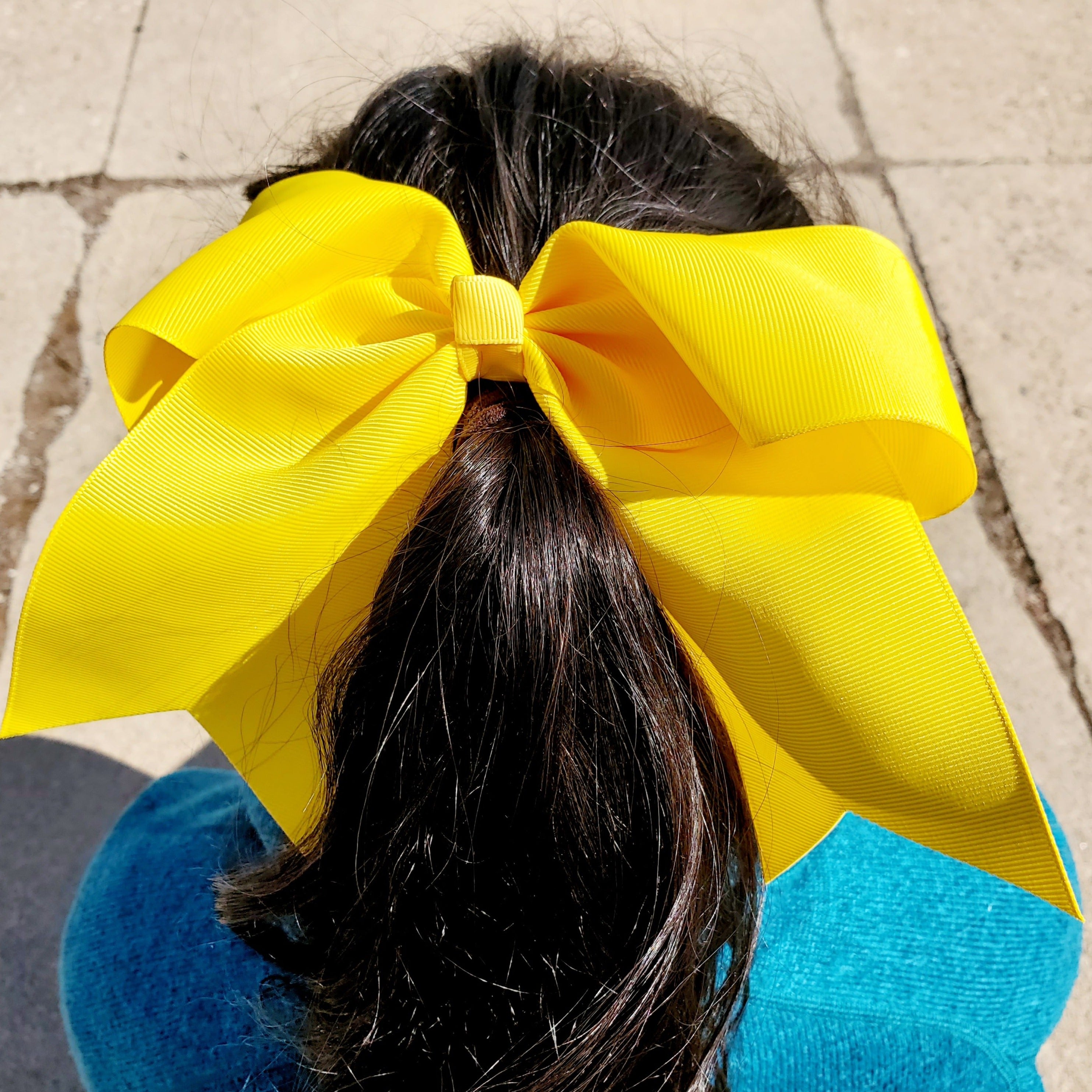 Cheer Yellow Bow for Girls 7"