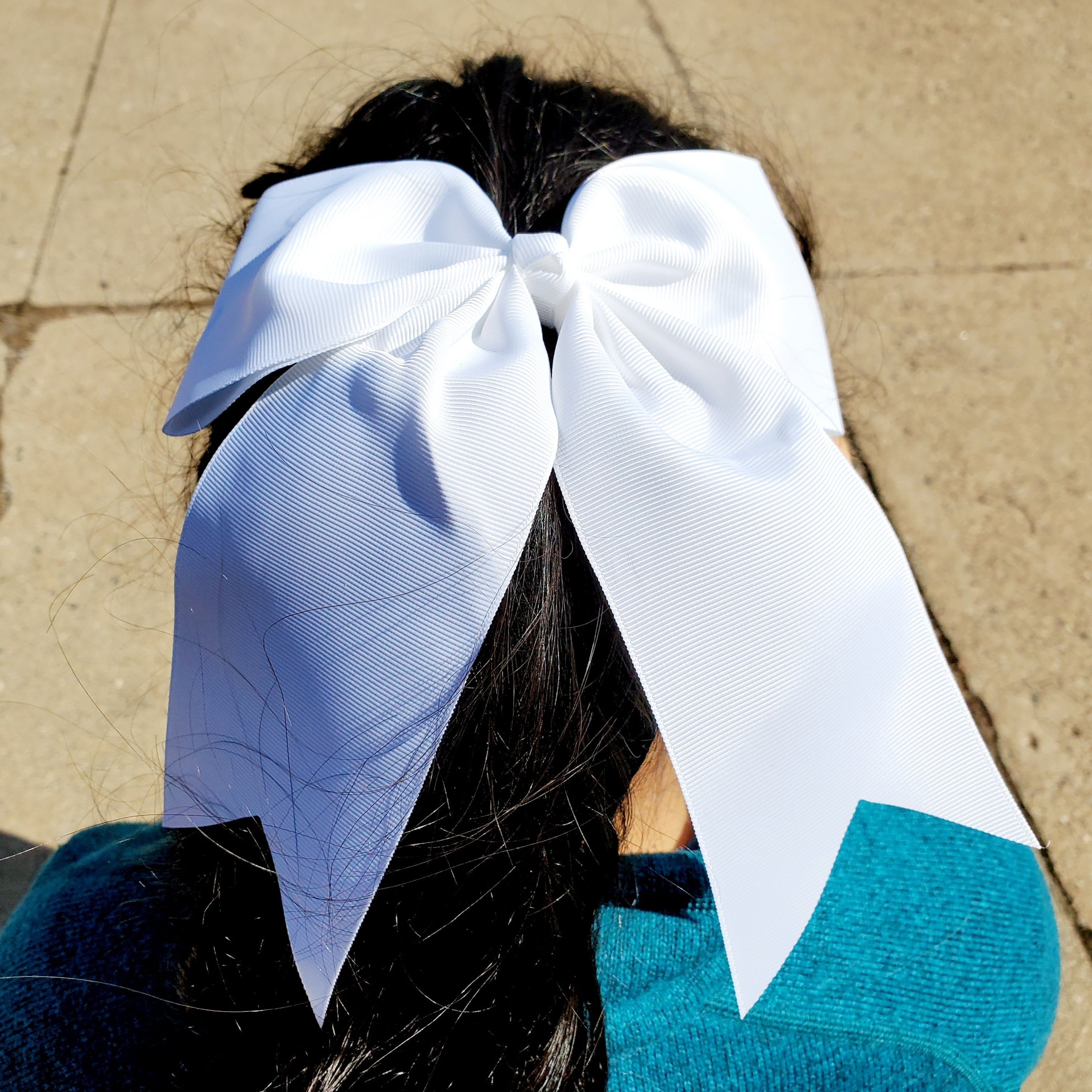 Cheer White Bow for Girls 7"