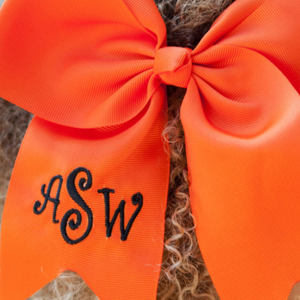 Cheer Monogrammed Hair Bows  for Girls 7"