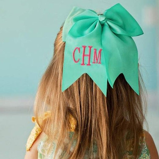 Monogrammed Clip Hair Bows for Girls 7"